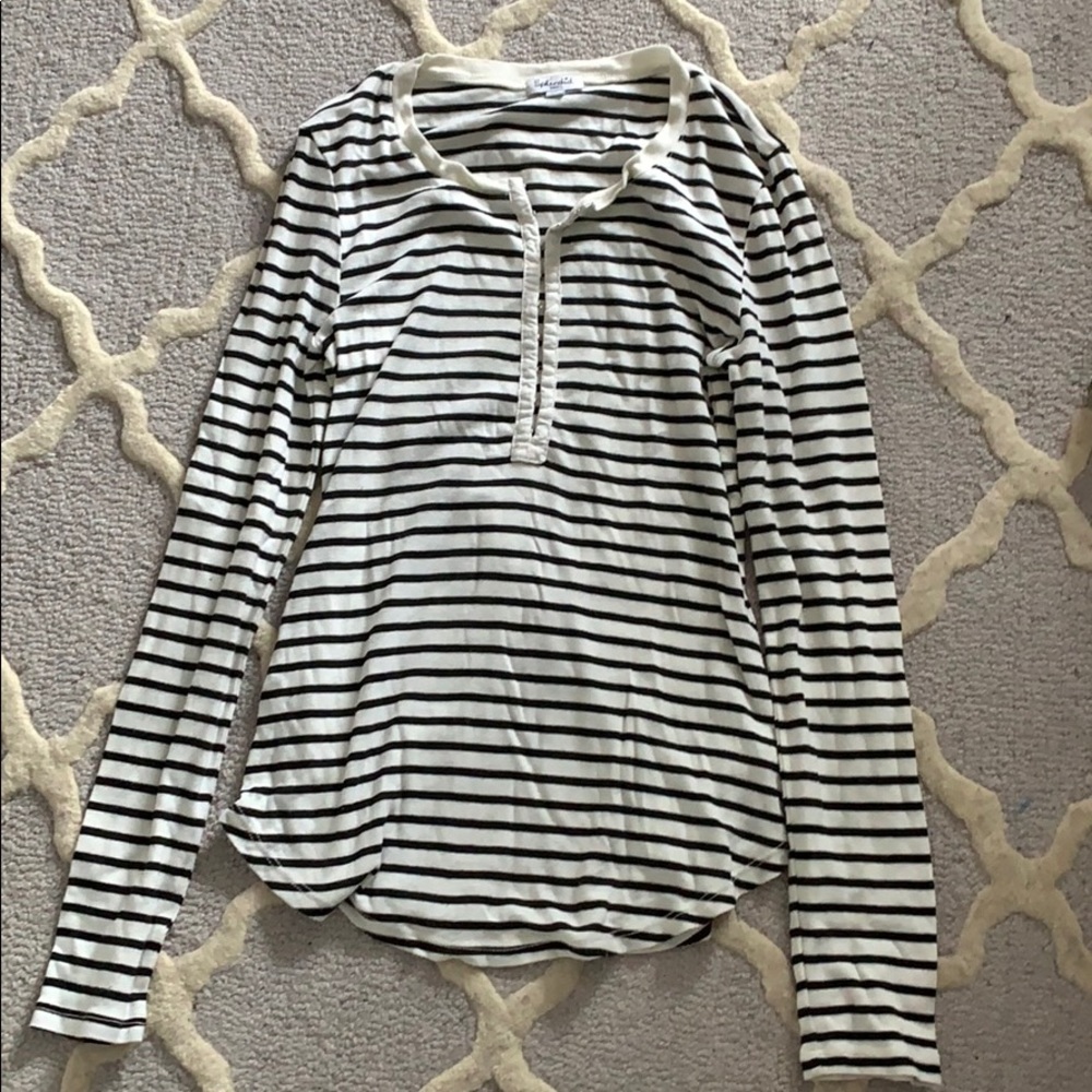 Black and white striped women’s shirt.